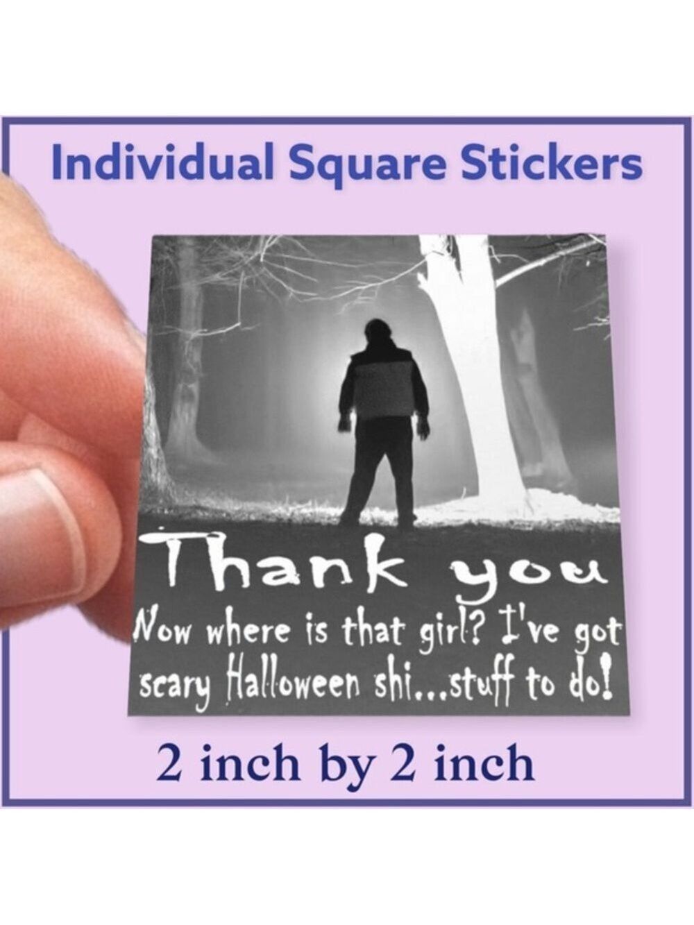 100 (2x2 Inch) Square Stickers, Halloween Midnight Creeps, High Gloss, Thank You